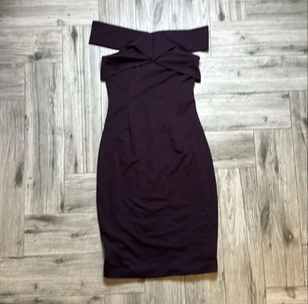 Finders Keepers Women's Brown Off Shoulder Be Still Bodycon Sheath Dress Medium